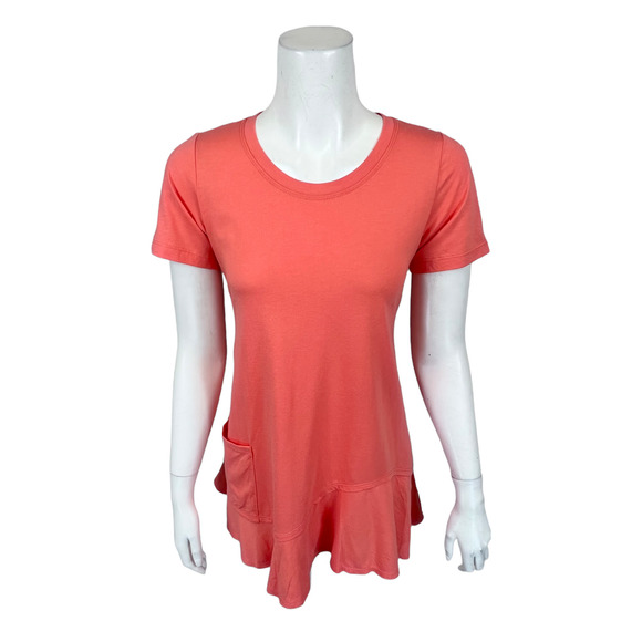 LOGO by Lori Goldstein Short Sleeves Knit Top with Asymmetric Hem XX-Small Size - Picture 1 of 2